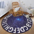 LIVEBOX Space Round ABC Rug for Kids Playroom, Alphabet Nursery Rug Crawling Play Mat for Children Bedroom, Galaxy Washable Rug Learning Carpet for Baby Toddlers Room (47",Star Blue)