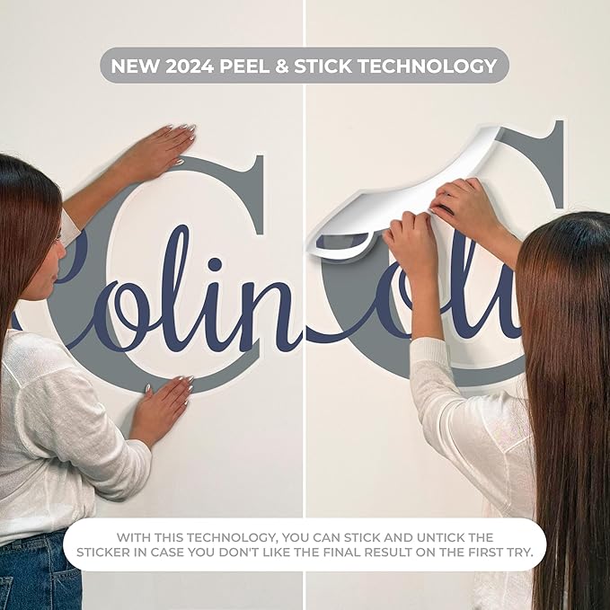 EGD Custom Cursive Letter Wall Decals | Personalized Name Decor with Fancy Font | Baby & Kids Room Decor | Multiple Colors Options (Cursive Fancy 2)