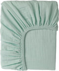 Muslin Baby Crib Sheets Fitted - Crib Sheets Neutral Turkish Cotton, Ultra Soft & Breathable - Organic Cotton Crib Sheets for Boys & Girls, GOTS & Oeko-TEX® Certified (52x28, Minty Green)