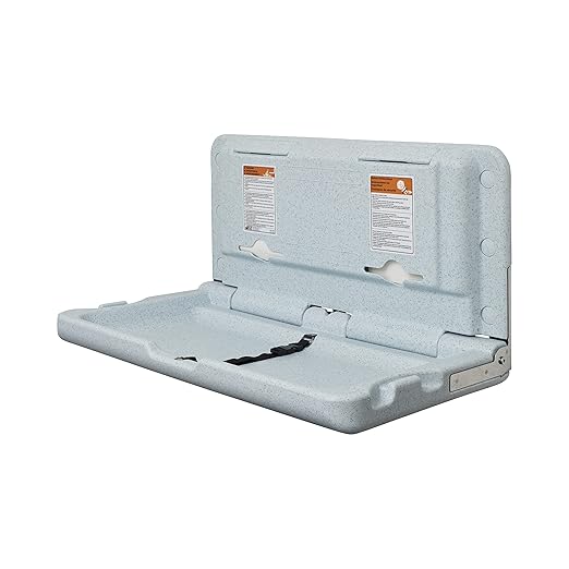 ECR4Kids Horizontal Wall-Mounted Changing Station, Baby Changer, Blue/Grey Speckled