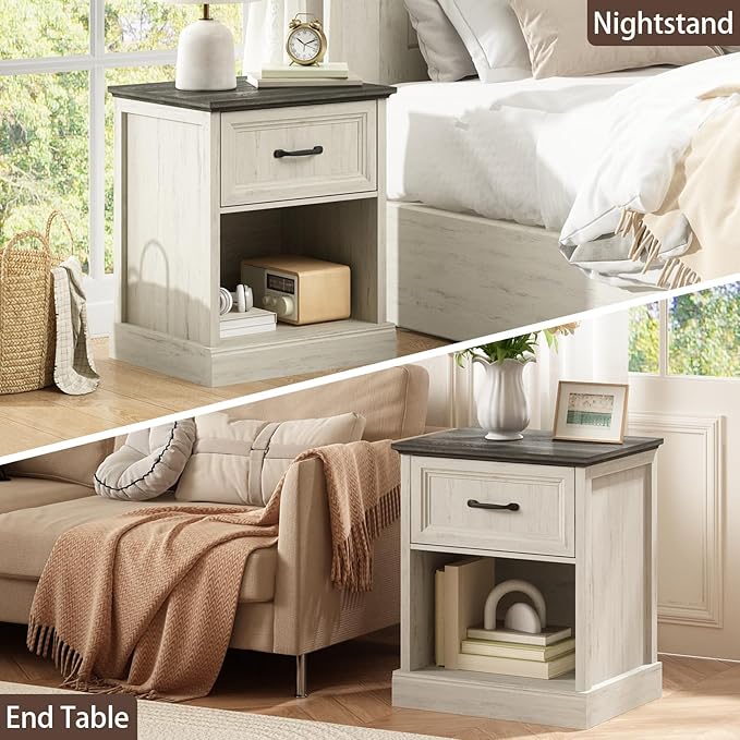 CARPETNAL Farmhouse Dresser and Nightstand Sets for Bedroom, 3 Pcs Bedroom Set, 6 Drawer Dresser & Nightstand Set of 2, Modern Wood Chest of Drawers for Bedroom, Living Room, Entryway, White