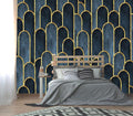 XMPMBM-Gold Geometrical Textured Fabric Wallpaper Abstraction Dark line Living Room Bedroom Bathroom Wall Mural-W 88" X H 59"（36 Square Foot）