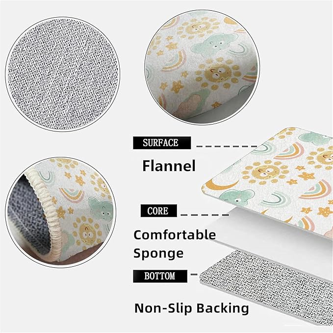 Cute Fluffy Kids Rug for Girls Bedroom - Rainbow Living Room Colorful Floor Mat, Soft Washable Non-Slip, Smiling Sun White Cloud Patterns, Nursery Decoration 5x8ft