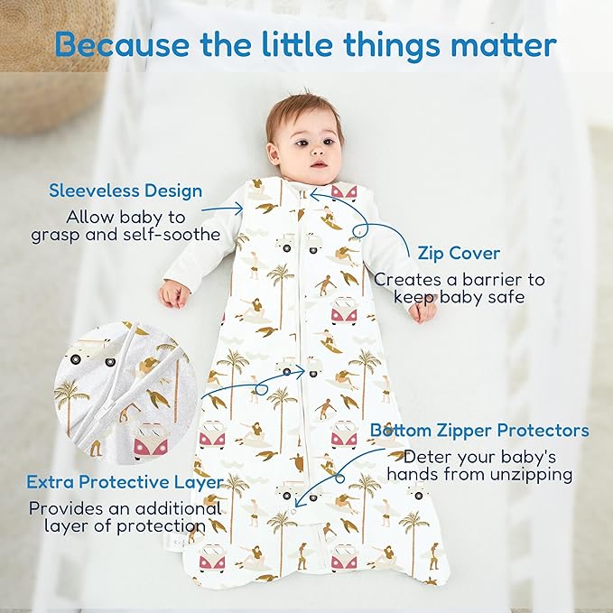TotAha Sleep Sack infant 6-12 months 3 Pack, Breathable Sleep Bag for Baby Girl Boy, Wearable Blanket with 2-way Safe Zipper, 0.5 TOG