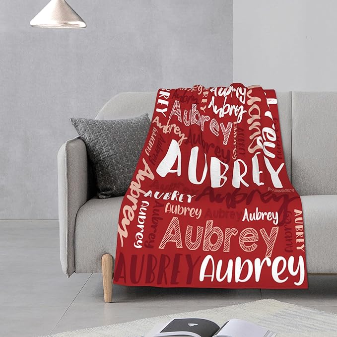 Dr.TOUGH Personalized Blankets with Name Customized Baby Blankets for Girls Boys Adults Monogrammed Blankets and Throws Christmas Birthday Mothers Fathers Valentines Day Gift (Red,30''×40'')