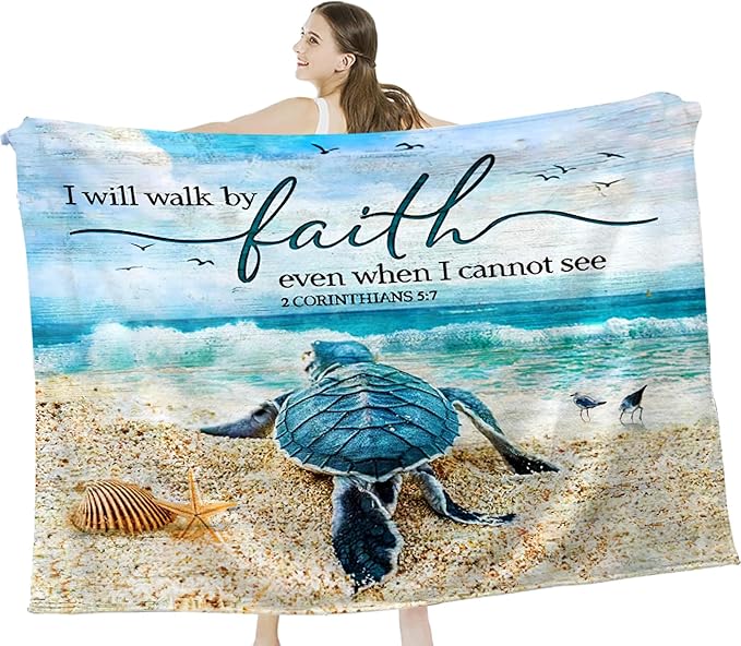 Tijuboni Sea Turtle Ocean Throw Blanket Beach Nautical Gifts for Women Men Girls Boys Kids Adults Soft Flannel Fleece Blanket for Couch Sofa Bed Home Decor 60"x80"