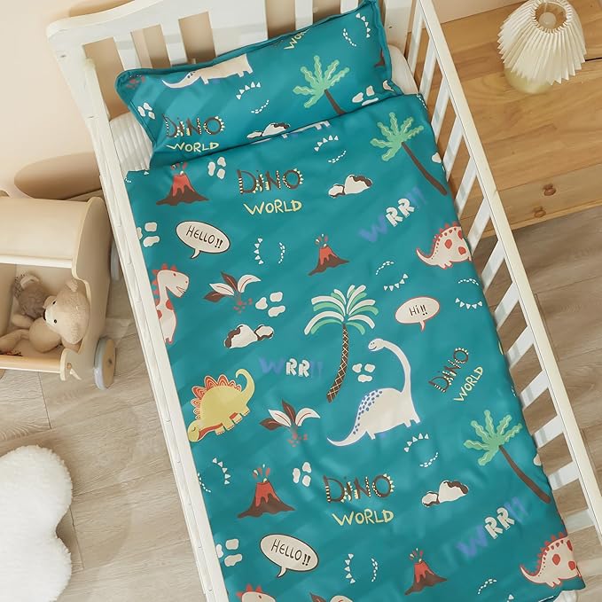 MORAIS Toddler Nap Mat with Pillow and Blanket, 52" x 20" Lightweight and Soft Nap Mat for Preschool, Daycare, Travel Sleeping Bags