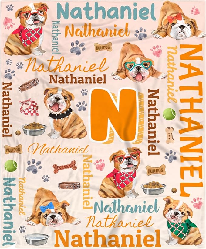 Personalized Custom Bulldog Preschool Blanket Gifts for Baby Toddler Kids Boys Girls - Customized Bulldog Super Soft Lightweight Flannel Sheets Decor for Crib Nap Couch - 30"x40" for Baby/Pets