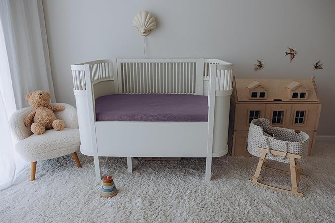 Dreamology Muslin Crib Sheet, for Baby Girls,Boys,2 Pack, Soft, Standard Crib Sheet,100% Cotton Crib Sheets for Standard Cribs, Toddler Bed Sheets, 52x28 Crib Sheets | Purple,Pink