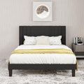 Tyndall Queen Size Bed Frame, Linen Fabric Upholstered Platform with Headboard