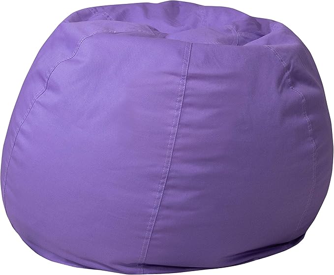 EMMA + OLIVER Small Solid Purple Bean Bag Chair for Kids and Teens