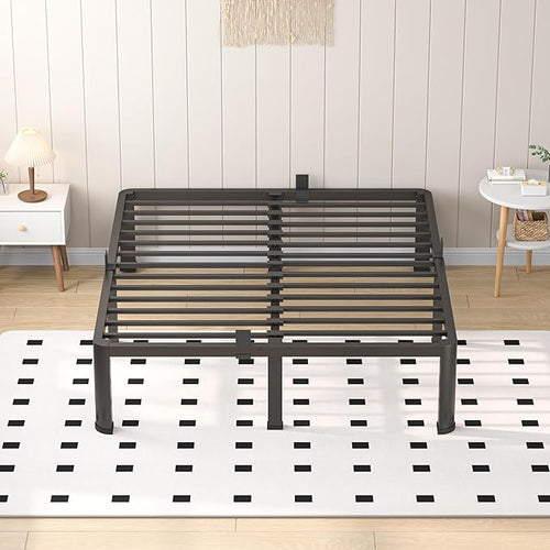 16 Inch King Heavy Duty 3500 lbs Bed Frame with Round-Corner Legs & Anti-Squeak Design – Quick Assembly Metal Platform, No Box Spring Needed