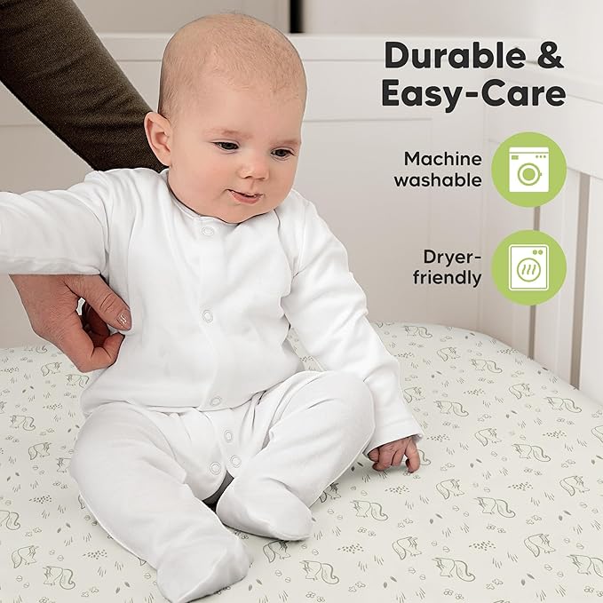 KeaBabies 2-Pack Organic Crib Sheets for Boys, Girls - 52x28 Fitted Crib Mattress Sheet Neutral, Breathable Jersey Cotton Cover for Baby Bed, Toddler Mattress, Soft & Cute Prints (Pine Grove)