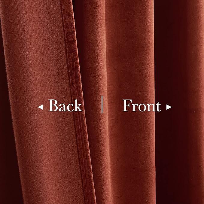 StangH Rust Velvet Curtains 90 inches Long - Theater Curtains Bedroom Blackout Window Covering Privacy Thermal Insulated Drapes for Media Cafe, W52 x L90, 2 Panels