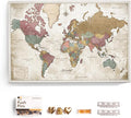 Canvas World Map with Cork Pin Board - English Lettering - Decorative Wall Decoration for All Rooms - Canvas Pictures with World Map Motif (150x100 cm, Pattern 20)