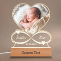 Personalized Baby Gifts for Kids, Custom Acrylic Plaque Picture Frame with Name Night Light for Boys Girls, Perfect Birthday Newbown Baby Shower Gifts, Children's Nursery Room Decor