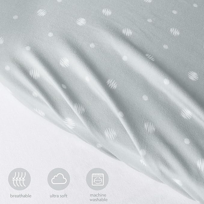 Bassinet Sheets 2 Pack, Compatible with 4moms Breeze Plus Bassinet (not playard), Fit for 23" x 28" Bassinet Mattress Pad, Ultra Soft & Super Stretchy, Baby Boy/Girl, White & Grey Ball