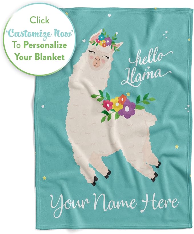 Personalized Llama Throw Blanket with Custom Name for Kids, Women, or Adults, Cute, Comfortable, and Plush with Soft Colors for Bedding, Home Decor, or Travel (Fleece 60x80)
