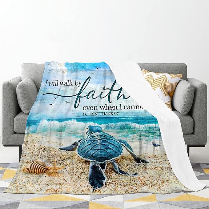 Jinflower Sea Turtle Throw Blanket Turtle Blanket for Kids Adults Super Warm Soft Cozy Plush Fleece Flannel Blanket for Sofa Couch Bed Birthday Gifts Sea Turtle Print Blanket 40"x50"