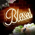 Blessed Neon Sign for Wall Decor Led Neon Lights for Teen Bedroom Decor Art Light Up Letters Blessed Neon Neon Signs for All Party Room Decorations 21.7x8.3 Inch (warm white)