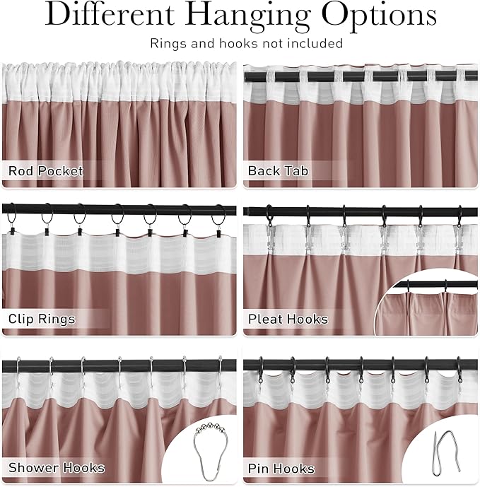 StangH Dusty Pink Velvet Curtains 132 inches Long Nursery Home Decor High Ceiling Tall Curtains Back Tab Thermal Insulated Window Drapes for Living Room Office, W52 x L132, 2 Panels