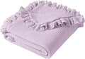 Konssy Flounce Muslin Baby Blankets, Cotton Crib Blanket for Baby Infant Toddler, Super Soft and Lightweight Nursery Blankets 40"x36" (Purple)