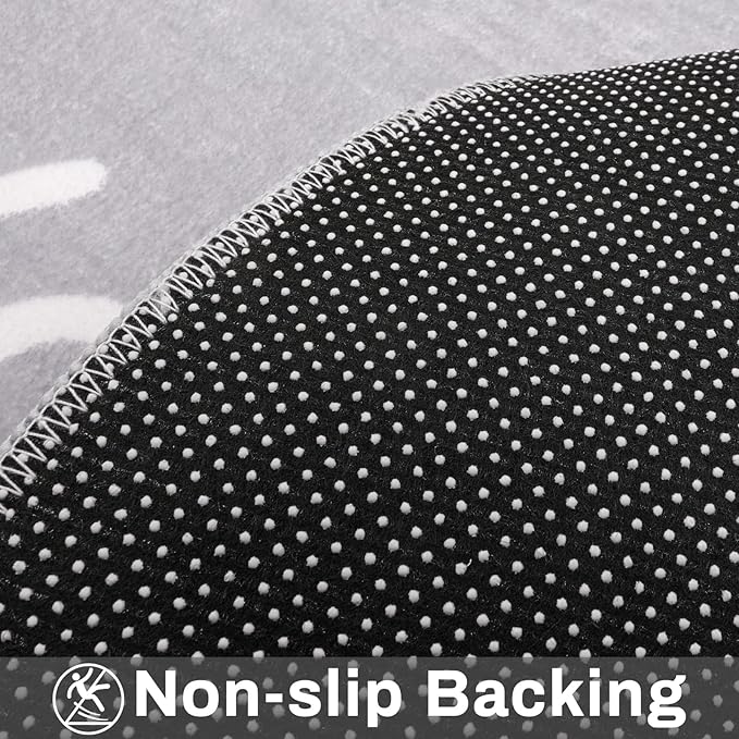 LIVEBOX Grey ABC Kids Rug for Playroom, Baby Nursery, Kids Room, Soft Circle Carpet Learning Crawling Mat for Classroom Dorm (40", Grey)