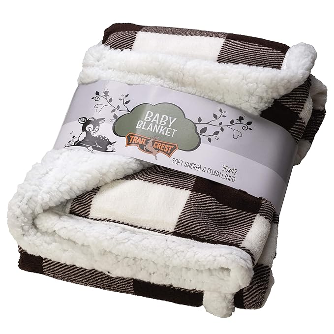 Ultra Soft Sherpa Fleece Plaid Baby Blanket | Cozy, Plush Throw Blanket for Kids | Reversible Plaid | Washable | Wide Size for Extra for Warmth & Comfort | Cute