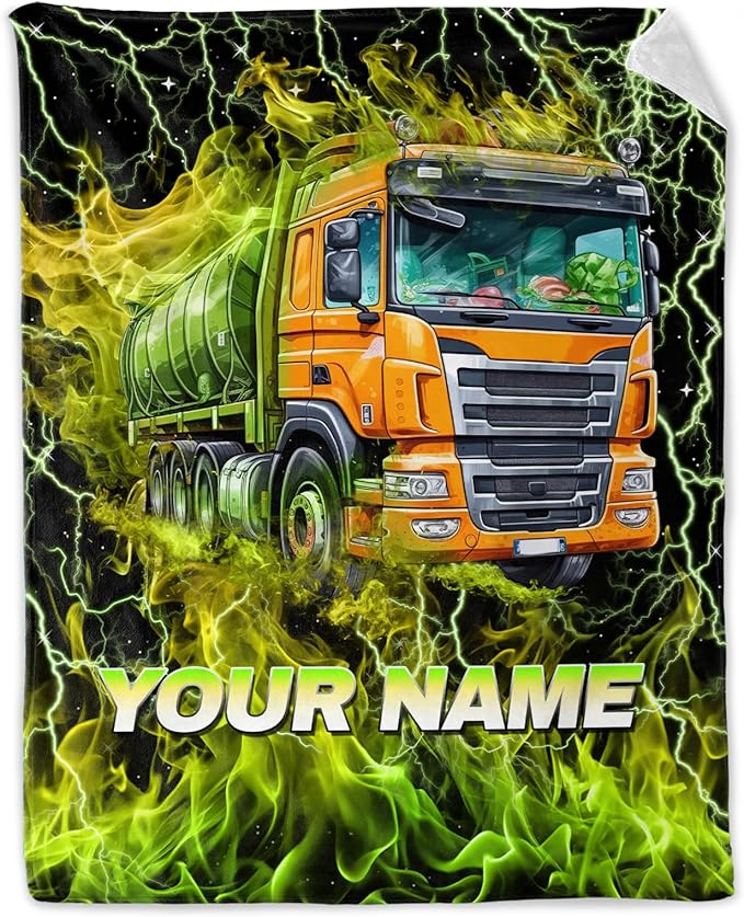 Boys Blanket Gifts Custom Garbage Truck Blankets for Toddler, Kids - Warm Lightweight Flannel Throws Stuff for Couch, Sofa & Living Room