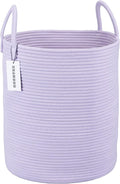 Rope Laundry Basket Hamper for Clothes Woven Storage Basket for Living Room Bedroom Boho Tall Rope Baskets for Blanket Toys Pillow Towels Baby Nursery Hamper Bin Large purple or lavender