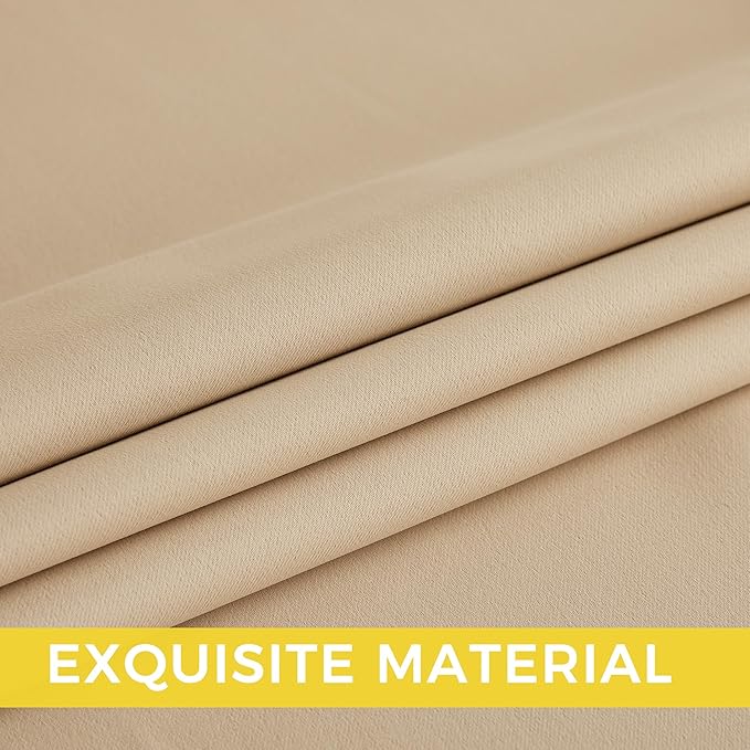NICETOWN Beige Light Blocking Curtains 84 Inches Long 2 Panels for Living Room, Bedroom, Office Thermal Insulated Blackout Drapes Solid Grommet Noise Reducing Window Curtains, W40