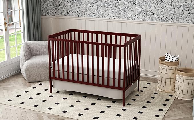 Baby Crib 5-in-1 Convertible, Wooden Nursery Cribs Converts to Toddler Bed, Daybed and Full Size Bed, 3 Adjustable Base, Non-Toxic Finish