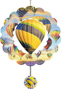 J-Fly Hanging Decor Outdoor,Outdoor Garden Decor，Wind Spinners Outdoor Colorful Hot Air Balloon Hanging Decor,Ornaments Kinetic Yard Art, for Women-Yellowish Gray Hot Air Balloon