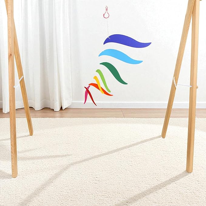 Montessori Baby Mobile – 5-Piece Handmade Set (Munari, Gobbi, Dancer, Octahedron, Rainbow) | Nursery Décor for Newborn Visual Stimulation