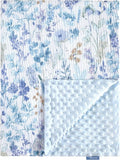 TILLYOU Baby Blankets for Girls Boys, Receiving Baby Blanket with Double Layer Soft Plush, Minky Muslin Cotton Front and Dotted Backing 30"x40", Blue Flower