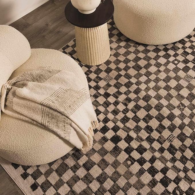 Hauteloom Benjy Living Room, Bedroom Area Rug - Contemporary - Cream, Charcoal - 8'10'' x 12''