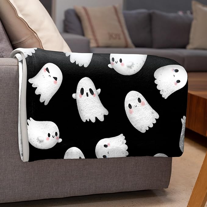 Halloween Ghost Blanket - Cute Decor for Couch, Sofa, Bed, Living Rooms - Gift for Girls Boys - 40"x50" Kids/Throw Size
