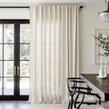 jinchan Extra Long Linen Blend Curtain 108 Inches Long 1 Panel for Sliding Door, Light Filtering 100 Inches Extra Wide Patio Door Natural Drape with Rod Pocket Back Tab (100W x 108L, Ecru)