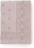 LAWKUL Cellular Blanket Baby 100% Cotton Soft Newborn Babe Knit Blankets Classic Florals for Boy Girls Lavender 100x80cm