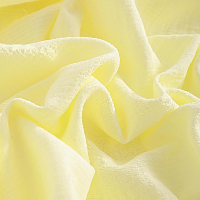 NTBAY 2 Pack Muslin Cotton Crib Sheets, Soft and Breathable Double Layer 28x52 Baby Crib Sheets for Standard Crib and Toddler Mattresses, Boys, Girls, Unisex, Light Yellow, 28x52 Inches