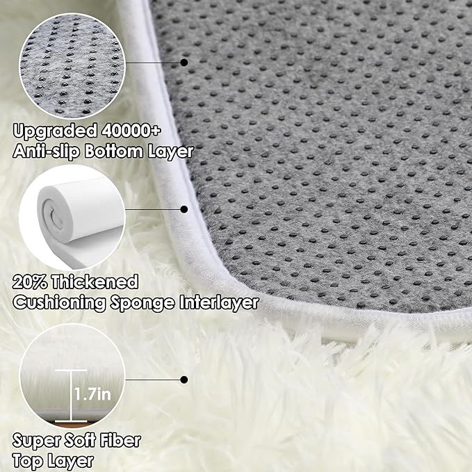 ONASAR Cream White Area Rugs for Bedroom Living Room, Washable Fluffy 4x6 Indoor Bedside Floor Throw Rug, Soft Plush Shaggy Carpet for Nursery Kids Girls Boys Teen Dorm Home Office Decor Aesthetic