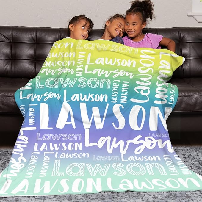 Dr.TOUGH Personalized Blankets with Name Customized Baby Blankets for Girls Boys Adults Monogrammed Blankets and Throws Christmas Birthday Mothers Valentines Day Gift (Z-Colorful 03, 60''×80'')