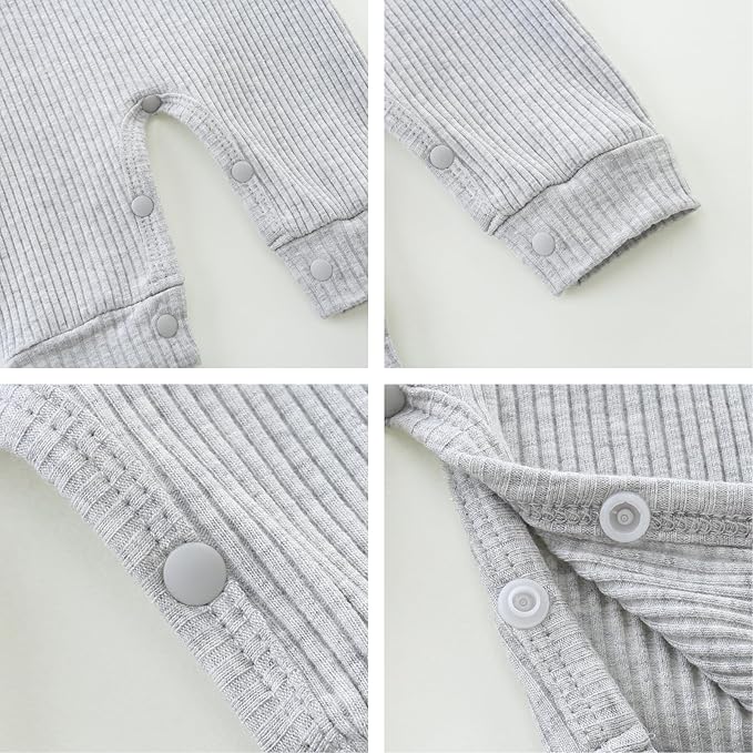 Baby Romper with Baby Mittens & Newborn Hats Footless Long Sleeve Solid Onesie Hi Im New Here