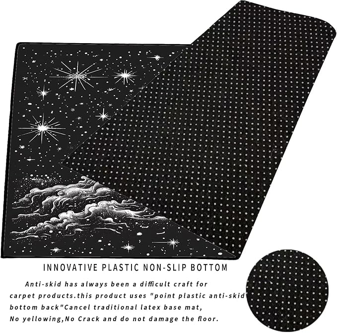 6' x 9' Space Rocket Rug for Kids Bedroom Black Stars Galaxy Rugs Carpet Planet Printed Throw Rugs for Boys Teens Living Room,180x275cm