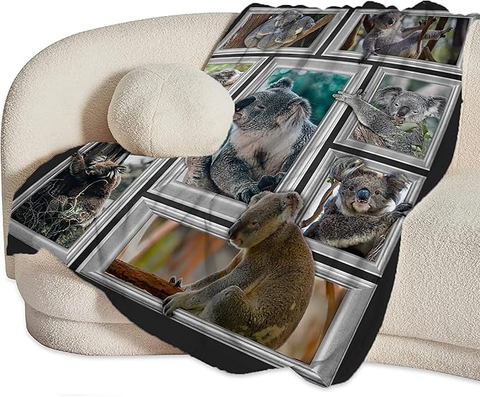 Koala Blanket Funny Koala Gifts for Girls Boys Woman Kids Koalas Lover Throw Blankets Soft Blanket Warm Fleece Flannel Plush Blankets for Bed Sofa Couch 60"x80"