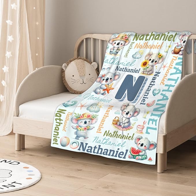 Personalized Custom Koala Preschool Blanket Gifts for Baby Toddler Kids Boys Girls - Customized Koala Super Soft Lightweight Flannel Sheets Decor for Crib Nap Couch - 30"x40" for Baby/Pets