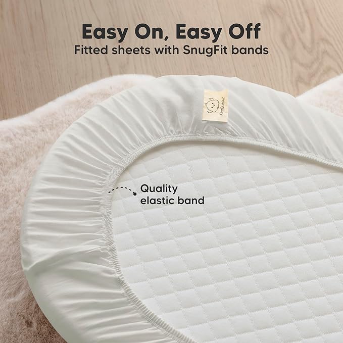 2-Pack Organic Bassinet Sheets for Girls, Boys - 100% Cotton Bassinet Mattress Sheets Compatible with Halo Bassinest Swivel Sleeper, Graco, Baby Delight, Chicco, Unisex Fitted Bassinet Sheets (Sage)