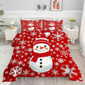 Comforter Set Christmas Snowman: Full Size Xmas Snowflakes Red Bedding Sets for Kids Teens Girls Boys Christmas Decor Winter Snow 3 Piece Quilt Bed Set 1 Comforter & 2 Pillowcases