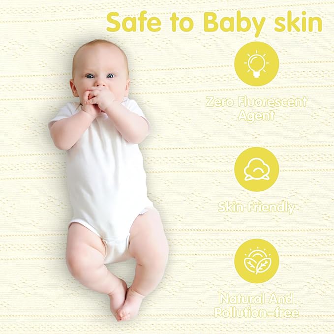 Gina Era Knit Baby Receiving Blankets, Soft Lightweight Cozy Swadde Blanket for Newborns, Unisex Baby Blanket, 2 Pack 30 X 40 Inch for Boy (Yellow)