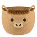 Highland Cute Cow Basket for Nursery, Large Blanket Gift Basket, Woven Rope Cotton Storage, Baby Laundry 0rganizer with Ears Handles, Towels Toy Clothes Gifts Storage Cat Dog Bin,13"D×11.5"H